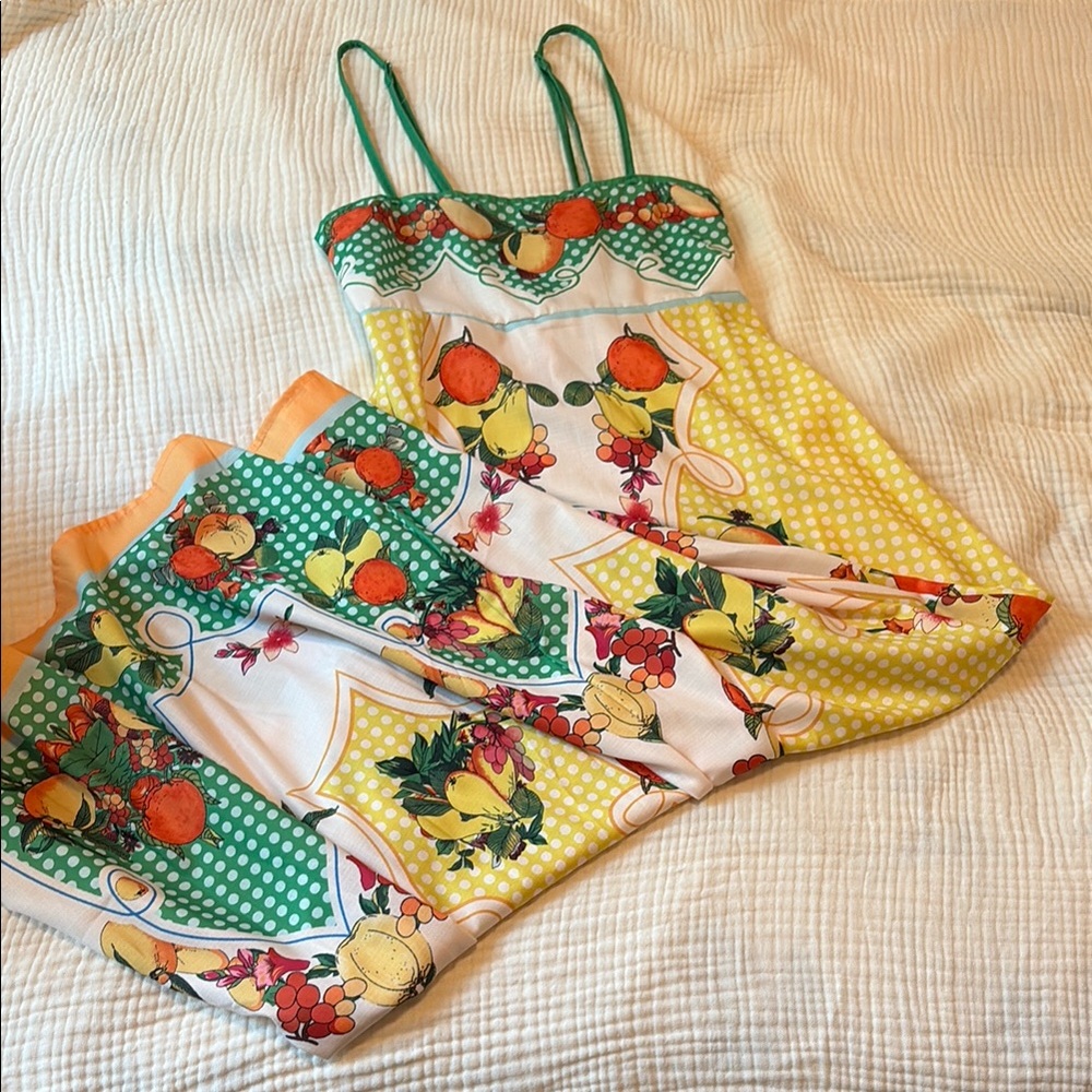 Colorful Fruit Print Midi Dress